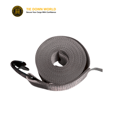 4" x 30' Premium Strap with Flat Hooks (Grey) – 5,400 LBS WLL