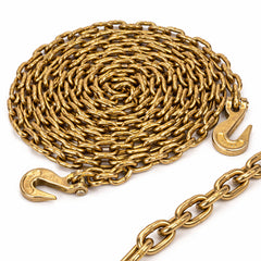 3/8" x 20' G80 Transport Binder Chain with Grab Hooks – 7,100 LBS WLL