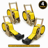 4 Pack 4" x 30' Ratchet Strap with Flat Hook