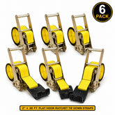 6 Pack 4" x 30' Ratchet Strap with Flat Hook