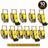 10 Pack 4" x 30' Ratchet Strap with Flat Hook