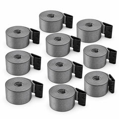 10 Pack 4" x 30' Premium Strap with Flat Hooks (Grey) – 5,400 LBS WLL
