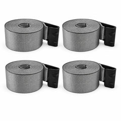 4 Pack 4" x 30' Premium Strap with Flat Hooks (Grey) – 5,400 LBS WLL