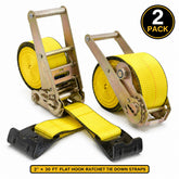 2 Pack 4" x 30' Ratchet Strap with Flat Hook