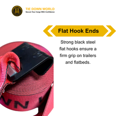 4" x 30' Premium Strap with Flat Hooks (Red) – 5,400 LBS WLL