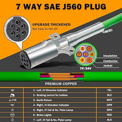 Semi Truck Air Lines Kit 3IN1 Trailer Cord and Air Brake Hoses Assembly Without Rubber Gladhand Handles for Semi Truck Trailer Tractor