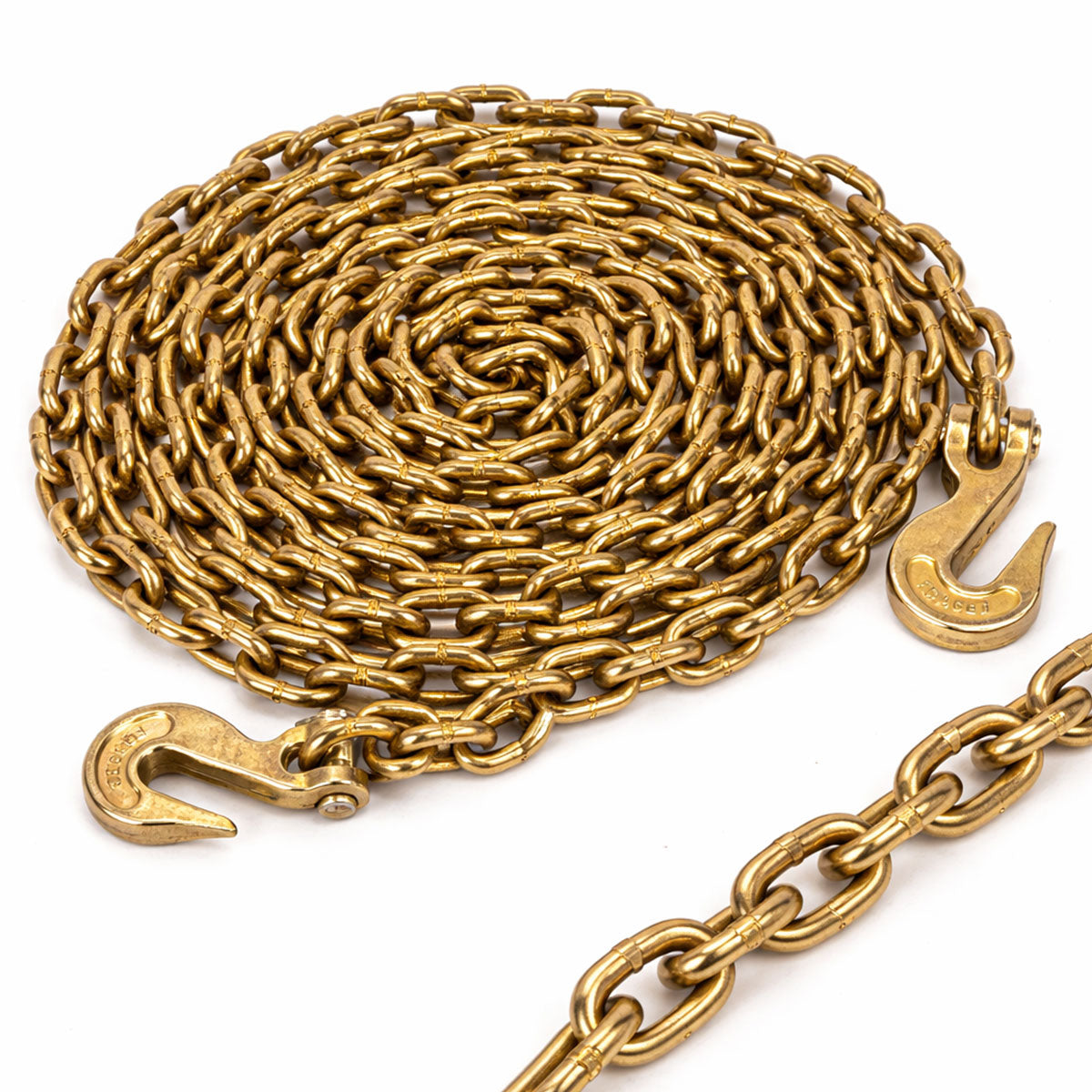 3/8" x 20' G70 Transport Binder Chain with Grab Hooks – 6,600 LBS WLL