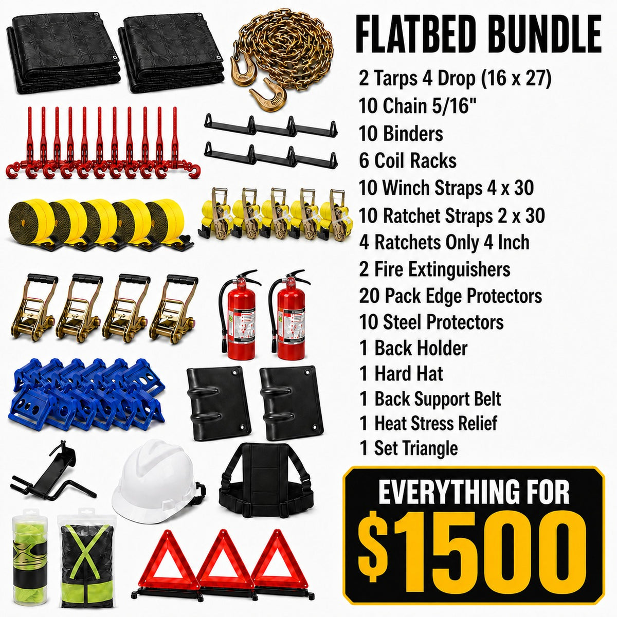All-in-One Flatbed Tarp & Cargo Control Kit